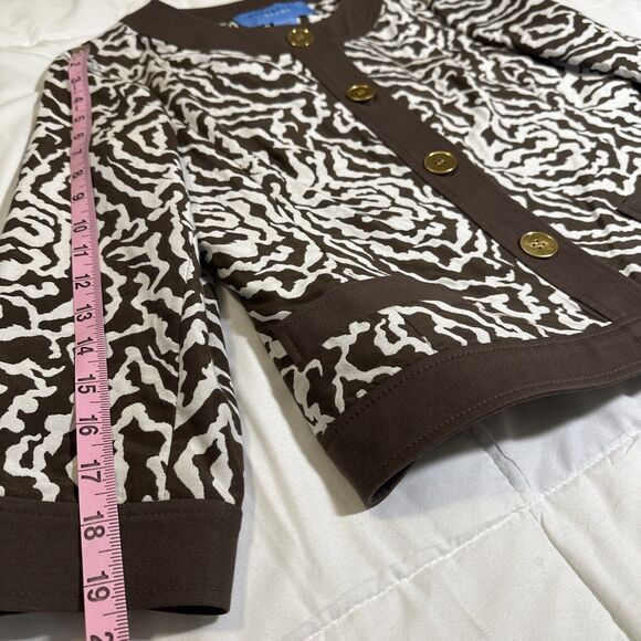Doncaster Sport Jacket Women 8 White Brown Zebra Print Silk Blend Career Office - Picture 6 of 13
